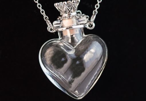 Glass Heart Cremation Necklace