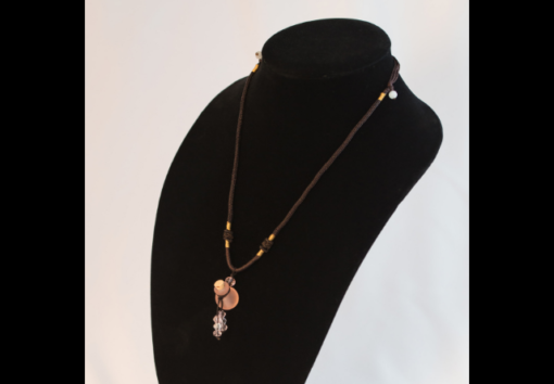 Pink Glass Round Cremation Necklace - Image 2