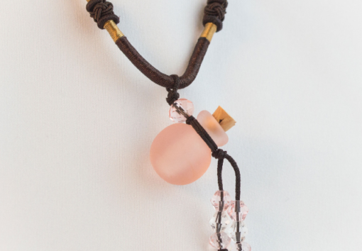 Pink Glass Round Cremation Necklace - Image 3